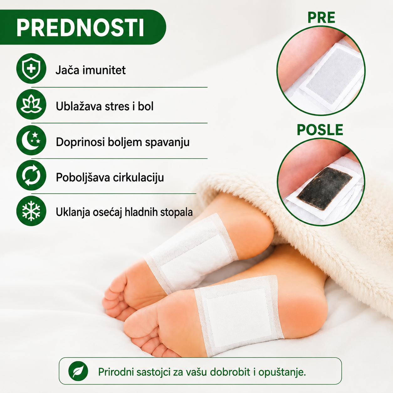 KINOKI flasteri za stopala za opuštanje i osveženje (10 komada)