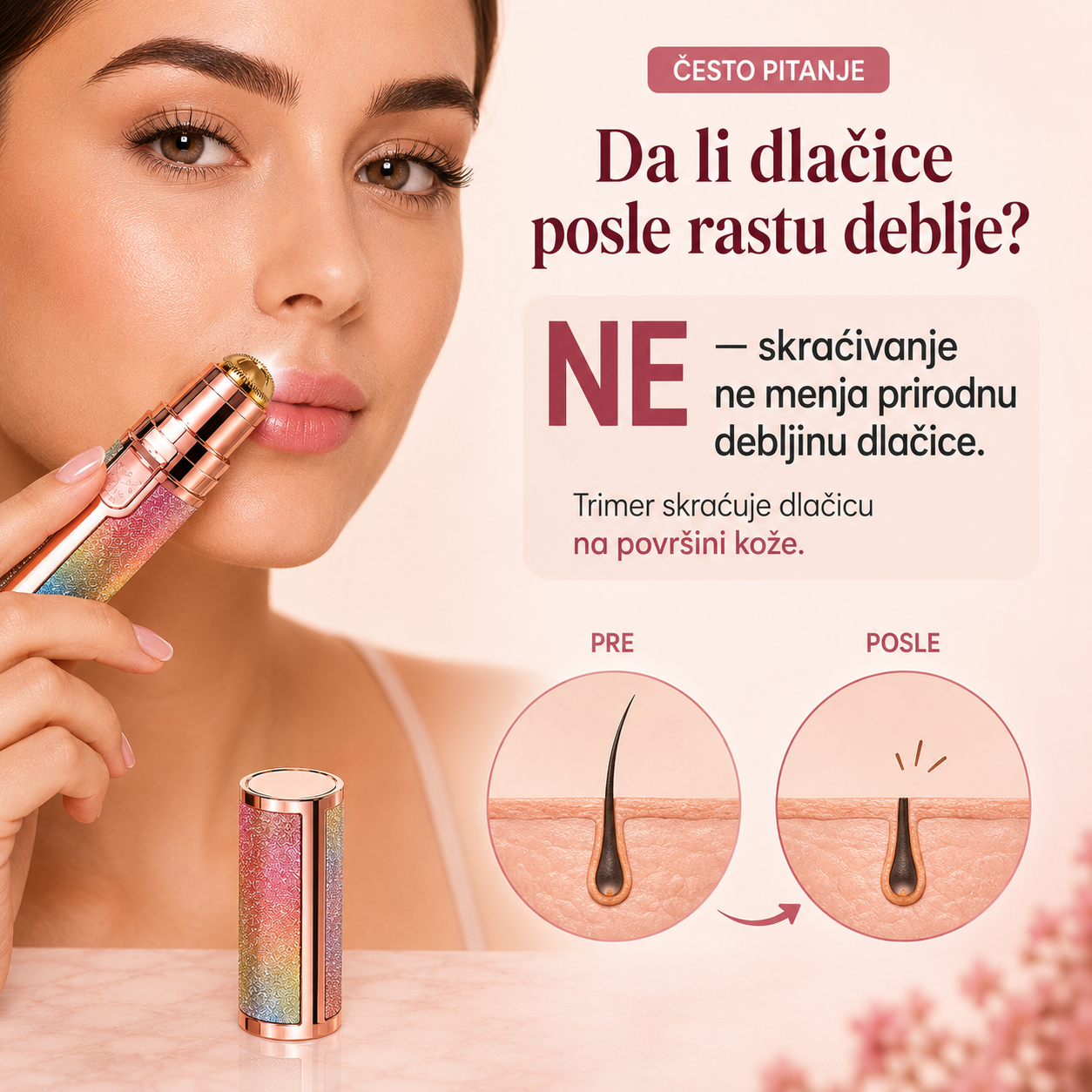2 u 1 električni trimer za obrve i lice