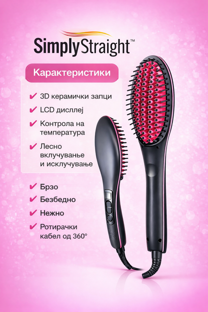 SimplyStraight™ – Керамичка четка за совршено права коса